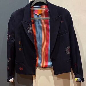 Vilagallo Navy Embellished Blazer